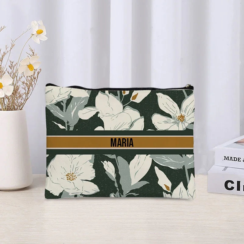 Custom Name Makeup Bag Bridesmaid Gifts Canvas Travel Cosmetic Organizer Pouch Women Handbag Trendy Brand Side Bag for Ladies