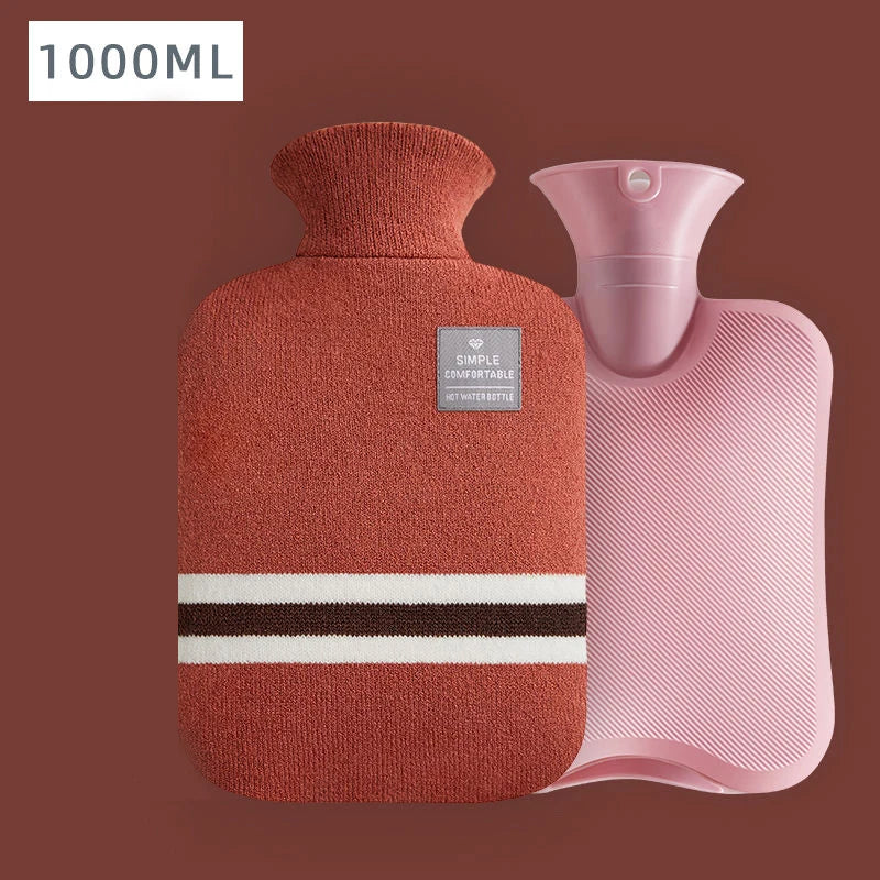 1L/2L Hot Water Bag Large Capacity Water Injection Warm Water Bottles Bag for Female with Liner Winter Hot Water Hand Warmer