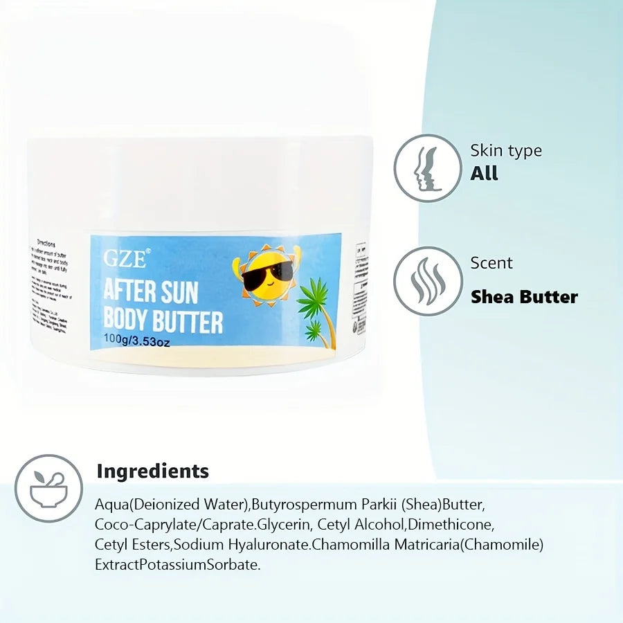 GZE After Sun Lotion Moisturizer and Hydrating Body Butter with Shea Butter, Whipped Shea Body Butter for Dry Skin