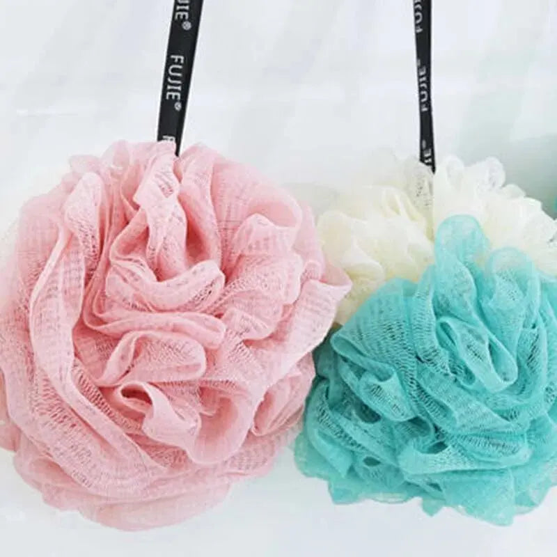 3 PCS Large Bath Balls Color Blocking PE Bath Flower Soft Scrubbing Bubble Net Two Color Bath Flower