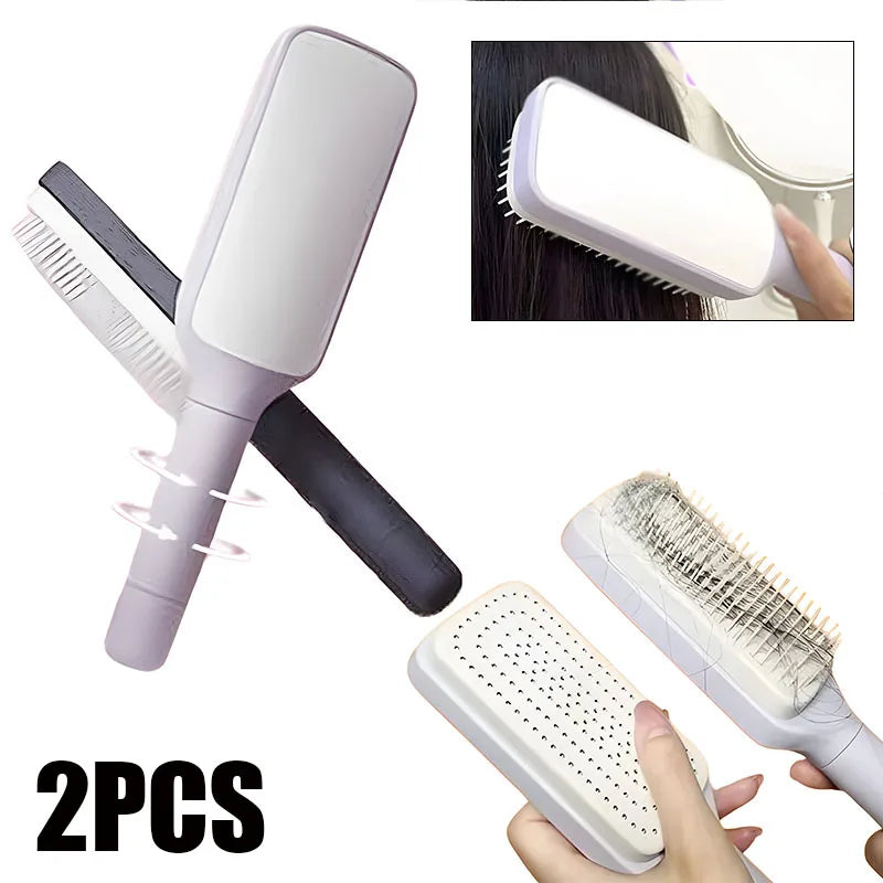 Spinning Hair Comb Retractable Massage Comb Air Cushion Airbag Comb One Touch Cleaning Home Use Anti-Static Hair Smoothing Comb